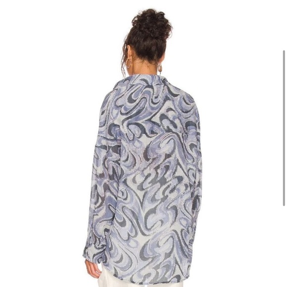 Blue oversized button up top - Picture 2 of 7